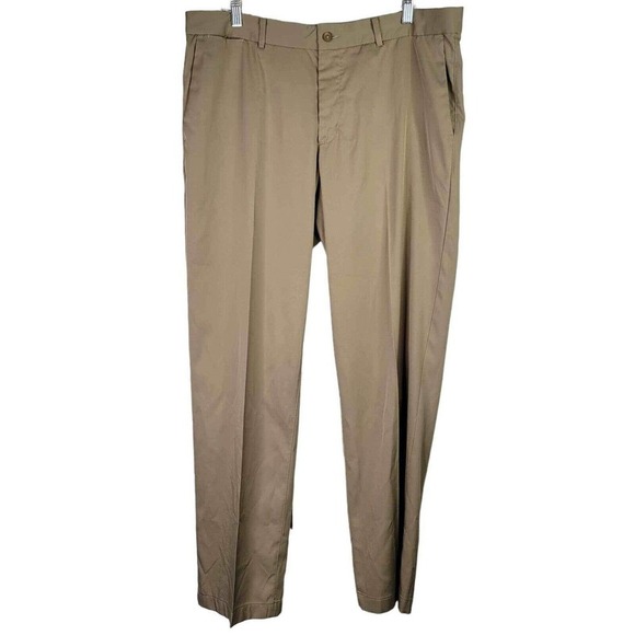 Nike Golf Pants Dri-Fit Men's Size 36X33 Tan Flat Front Chino Stretch Modern - Picture 2 of 14